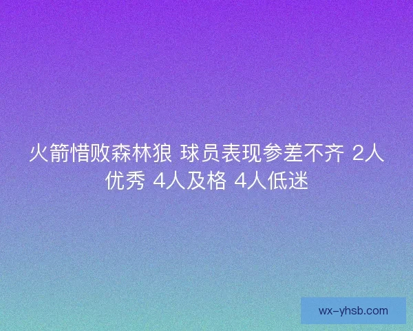 火箭惜败森林狼 球员表现参差不齐 2人优秀 4人及格 4人低迷