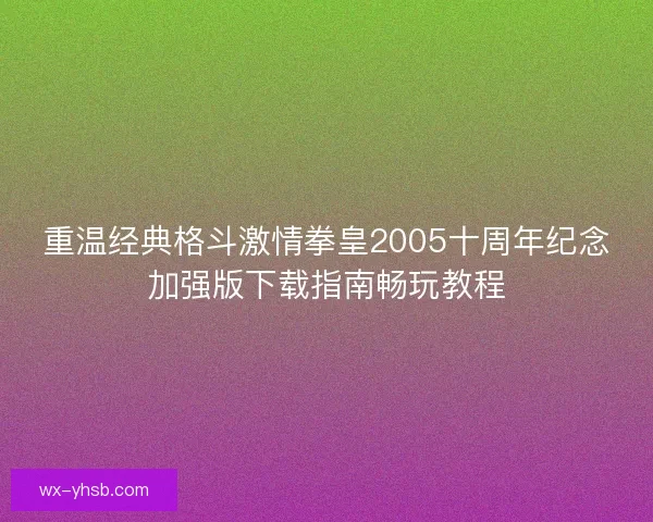 重温经典格斗激情拳皇2005十周年纪念加强版下载指南畅玩教程