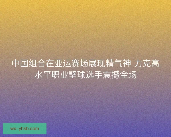 中国组合在亚运赛场展现精气神 力克高水平职业壁球选手震撼全场 中国组合在亚运赛场展现精气神 力克高水平职业壁球选手震撼全场
